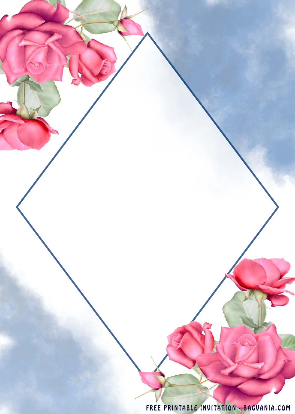 Fun Blue Invite Frame (FREE Printable) - Blue Invitation Frame For Any Occasions