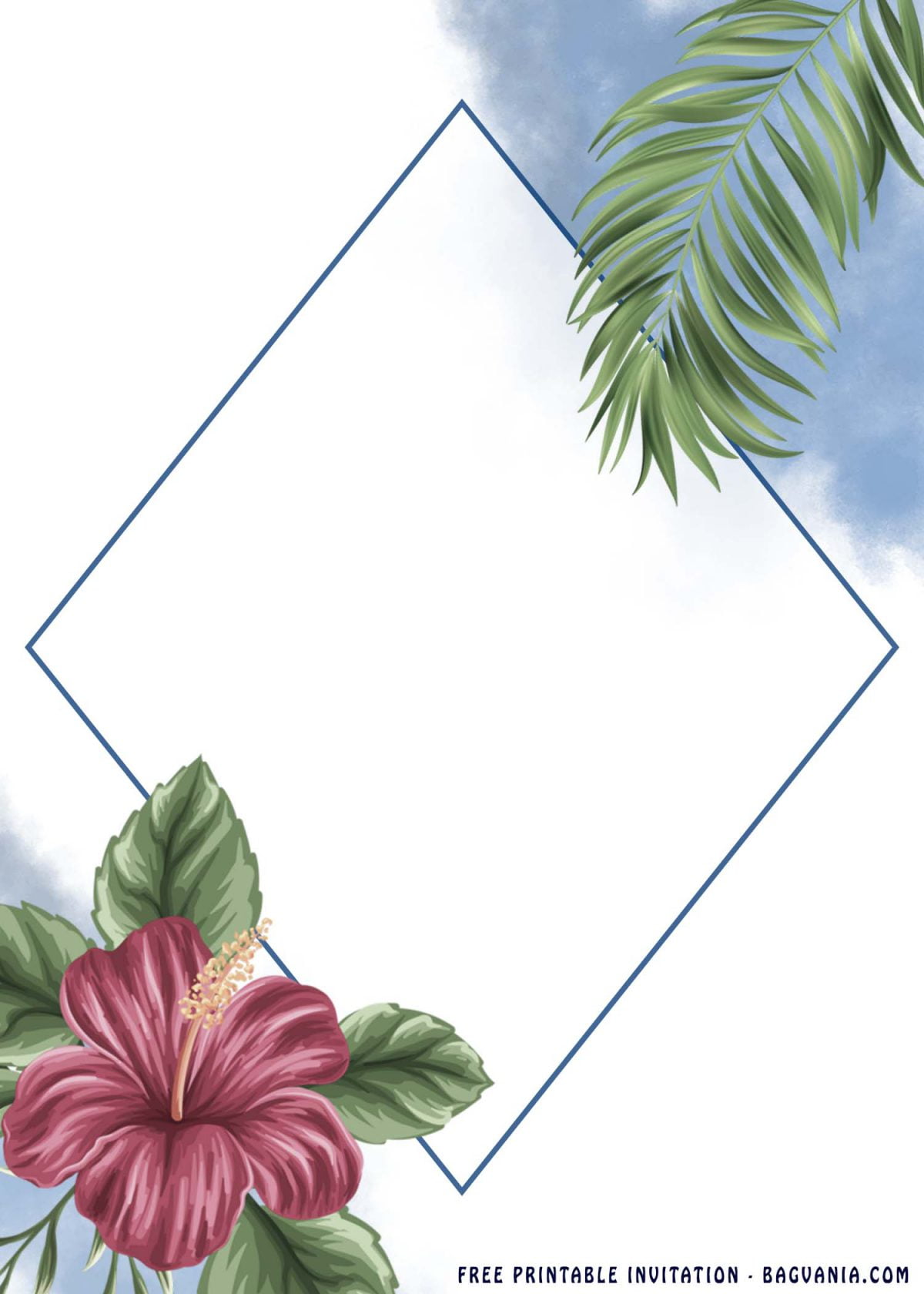 Fun Blue Invite Frame (FREE Printable) - Blue Invitation Frame For Any Occasions