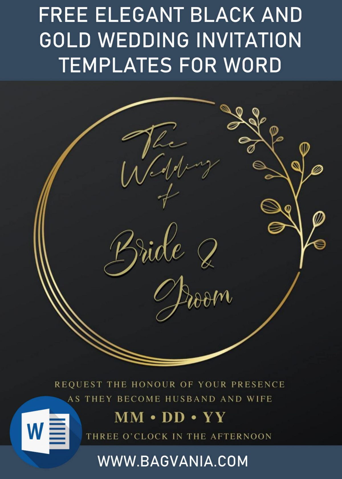 Free Elegant Black And Gold Wedding Invitation Templates For Word