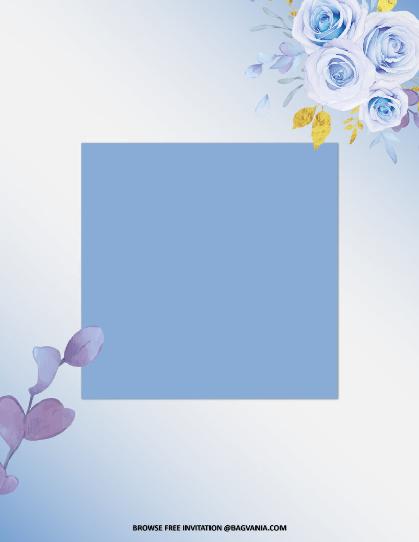 Fun Blue Invite Frame Royal Blue Blank Floral Leafy Rectangle Frame Invitations + Party Ideas