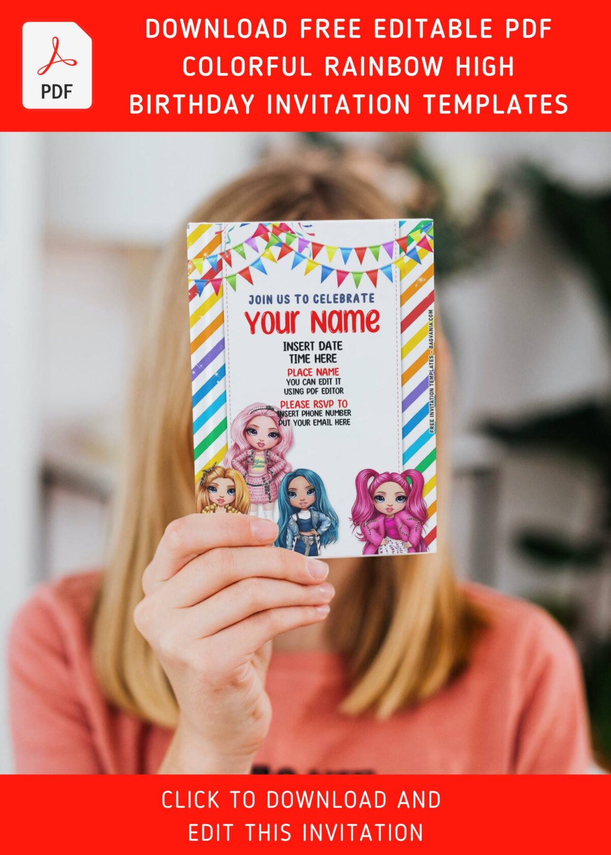(Free Editable PDF) Colorful Rainbow High Birthday Invitation Templates ...