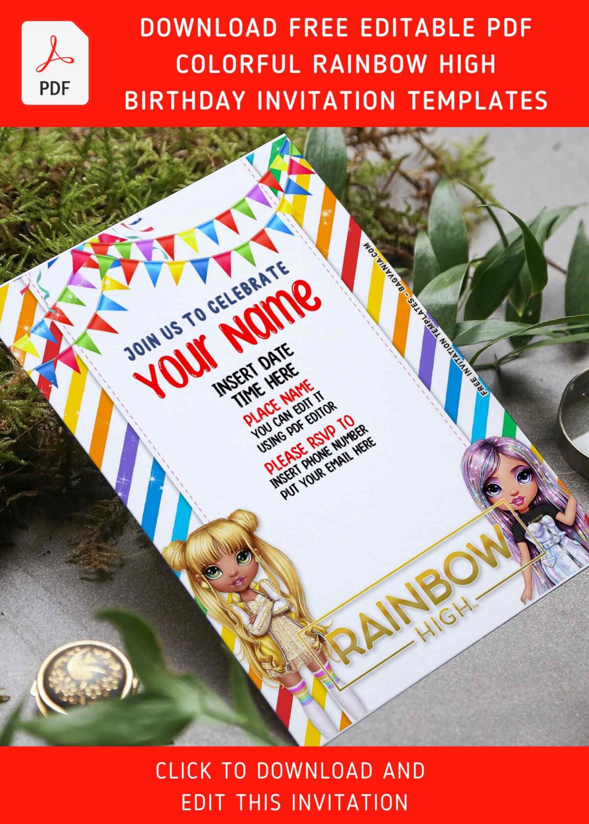 (Free Editable PDF) Colorful Rainbow High Birthday Invitation Templates ...