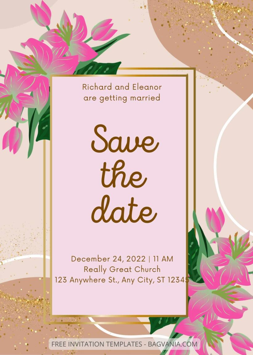 ( Free ) 7+ Pink Watercolor Floral Canva Wedding Invitation Templates