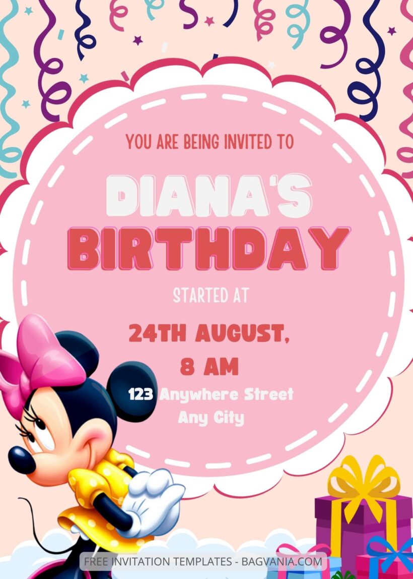 8+ Pink Party Minnie Mouse Canva Birthday Invitation Templates