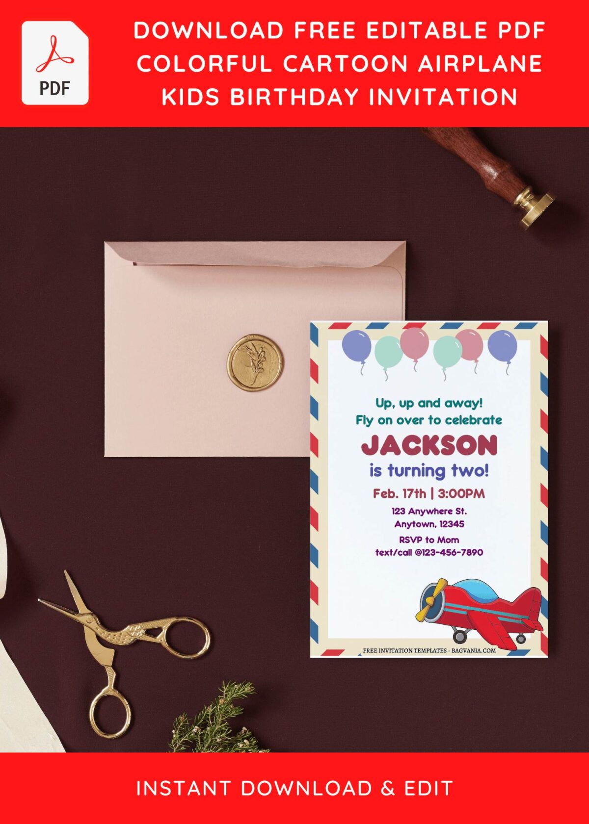 Max Air Invitations (Free PDF Editable) Fly High Airplane Birthday Invitation Templates