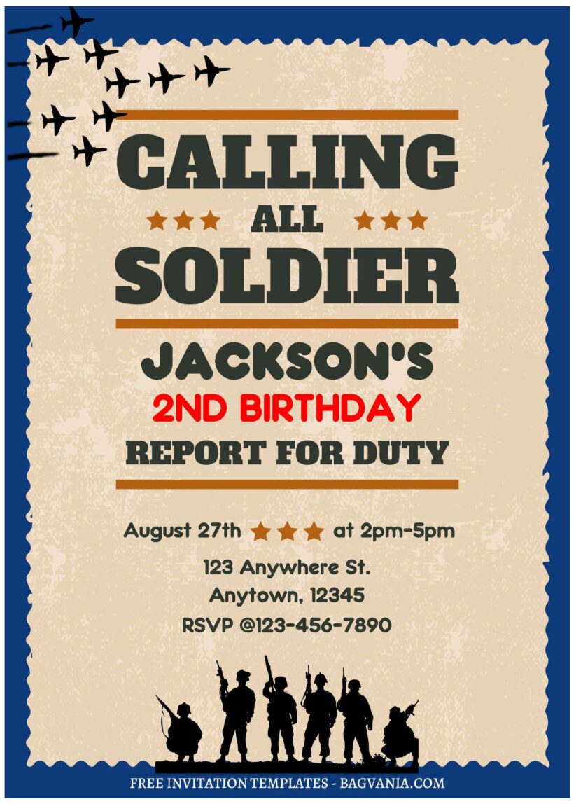 (Free Editable PDF) Calling All Soldiers Army Birthday Invitation Templates
