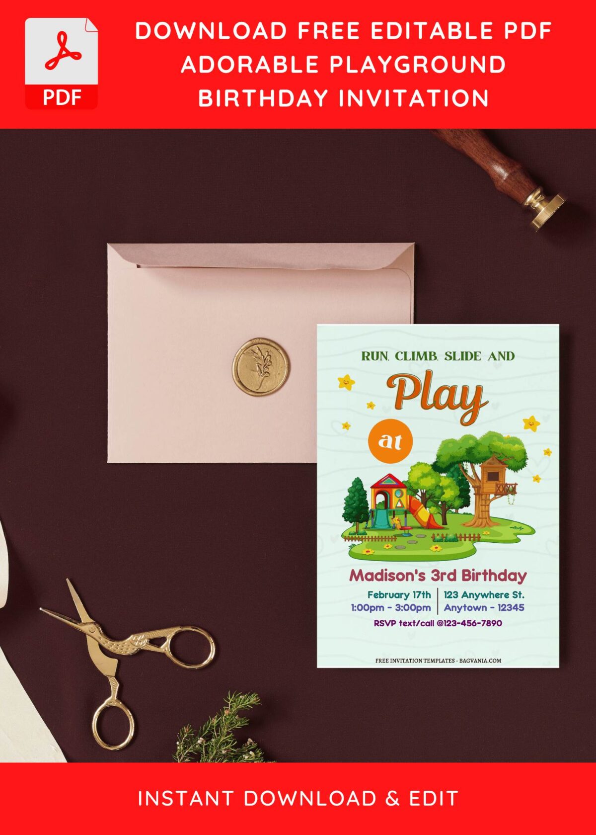(Free Editable PDF) Fun Outdoor Playground Birthday Invitation Templates