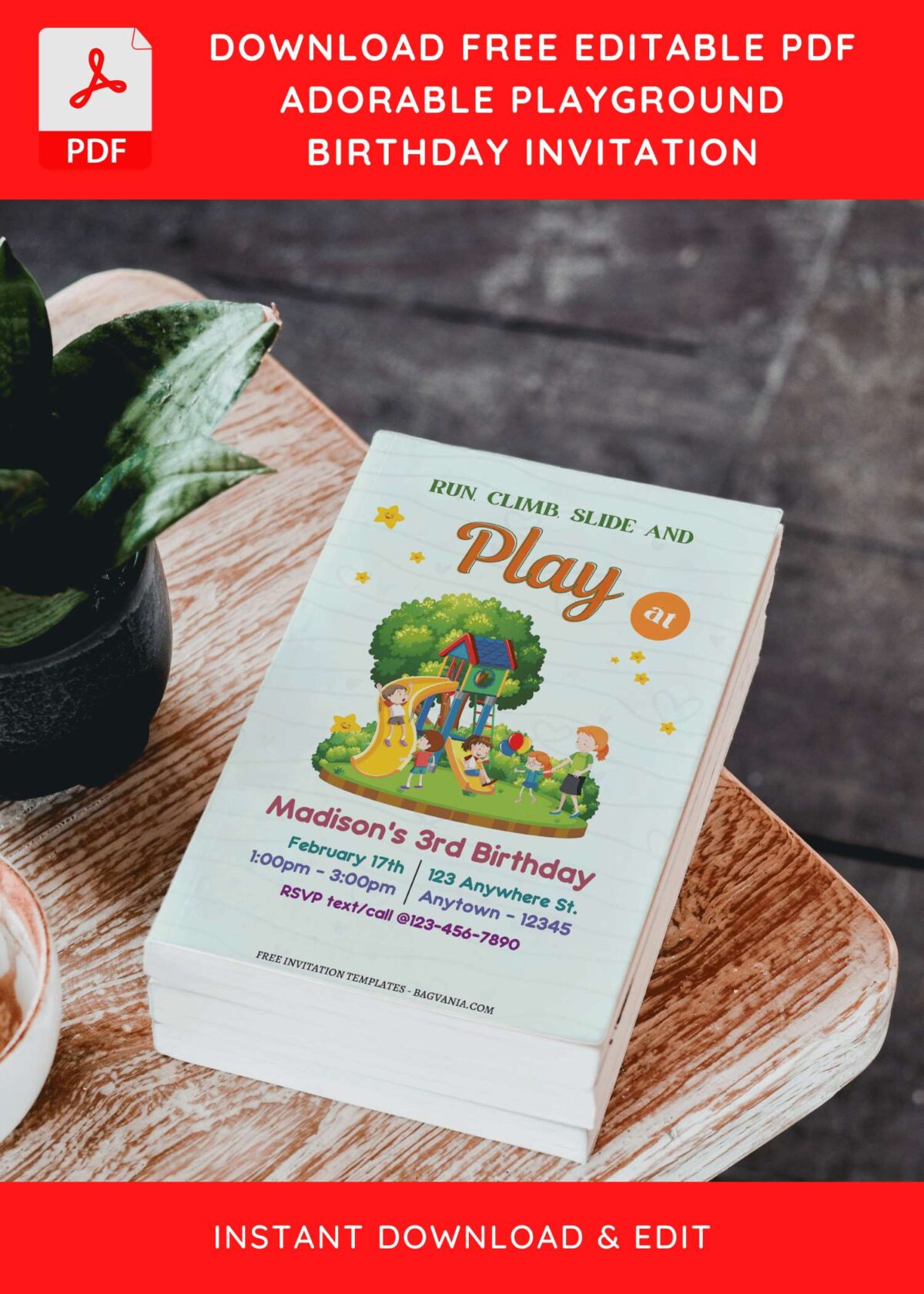 (Free Editable PDF) Fun Outdoor Playground Birthday Invitation Templates