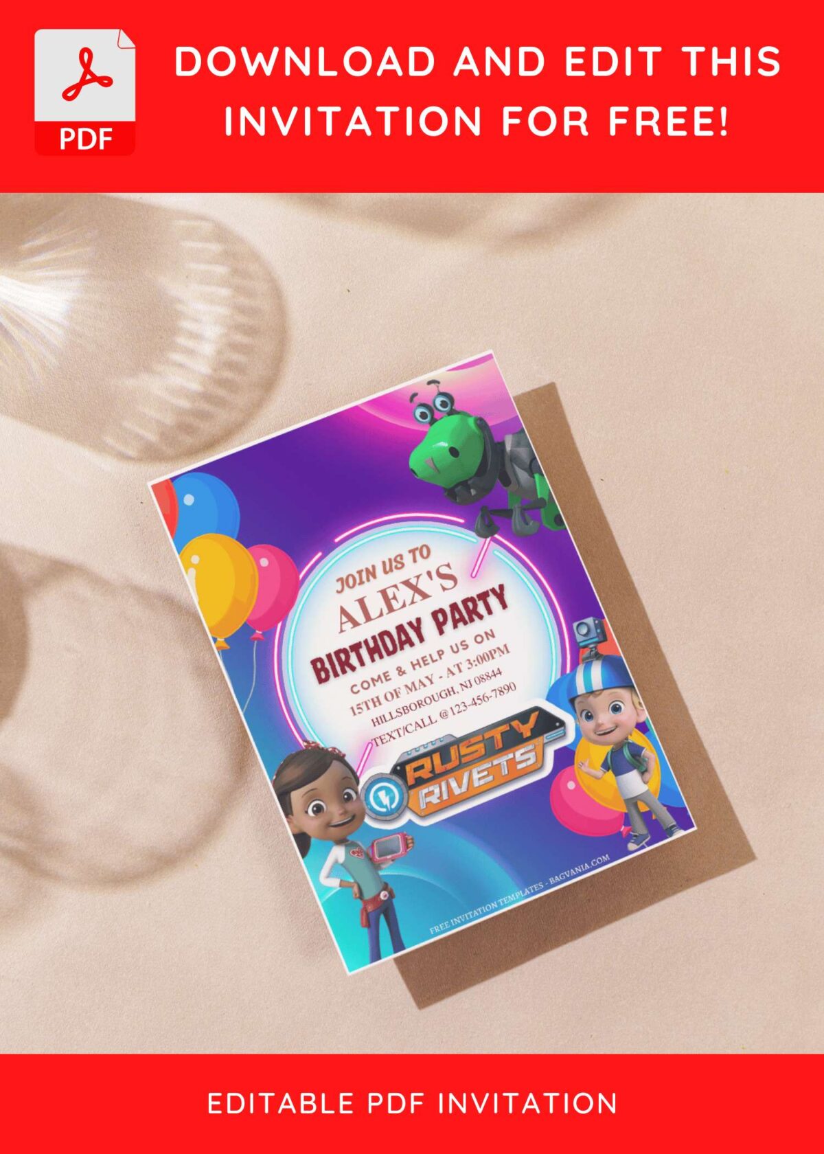 (Free Editable PDF) Fantastic Rusty Rivets Birthday Invitation Templates