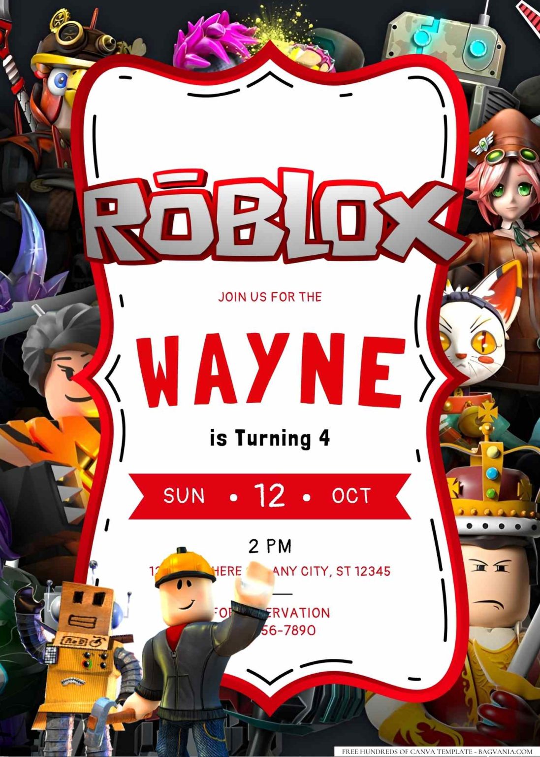 FREE Roblox Themed Birthday Invitation Templates