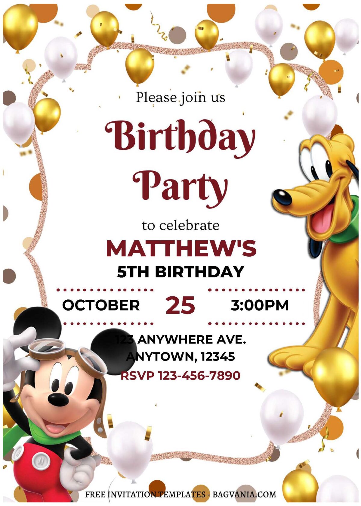 (Free Editable PDF) Shimmering Mickey Mouse Birthday Invitation Templates