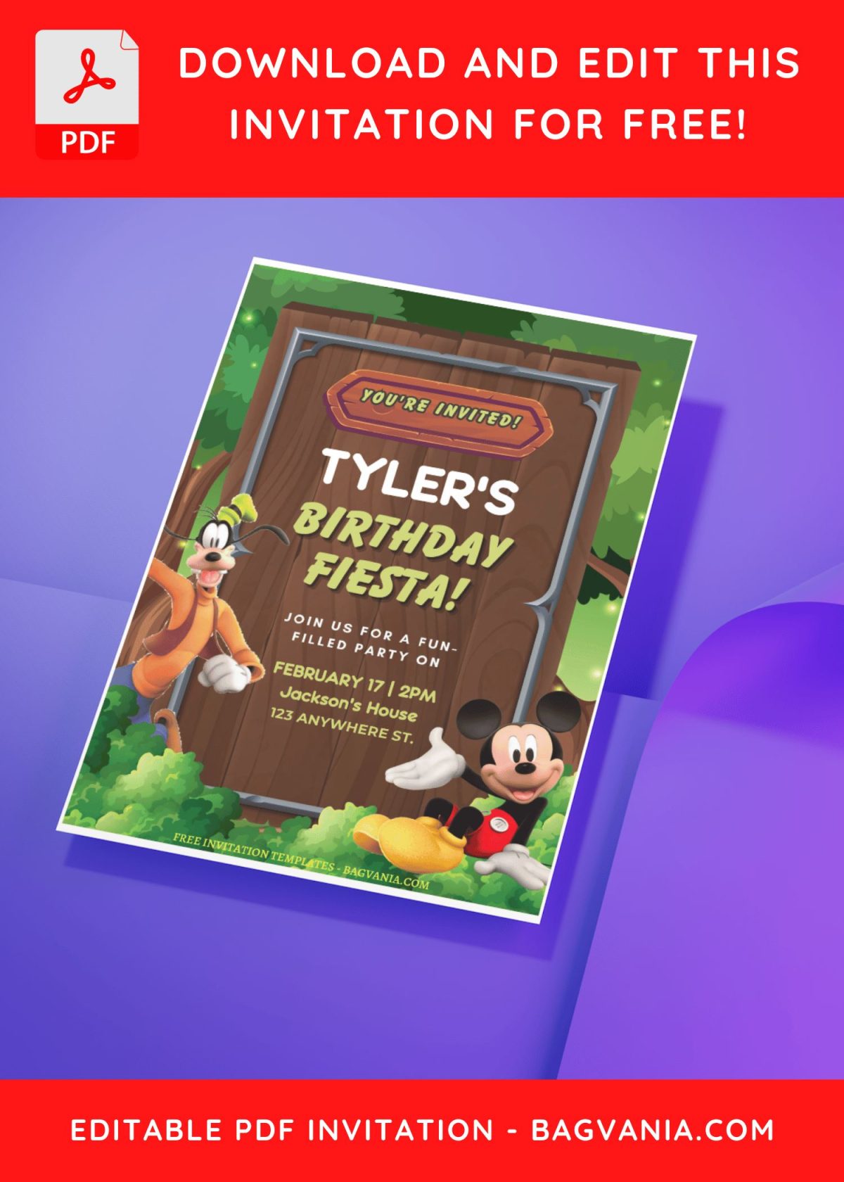 (Free Editable PDF) FUN-TASTIC Mickey Mouse Birthday Invitation Templates