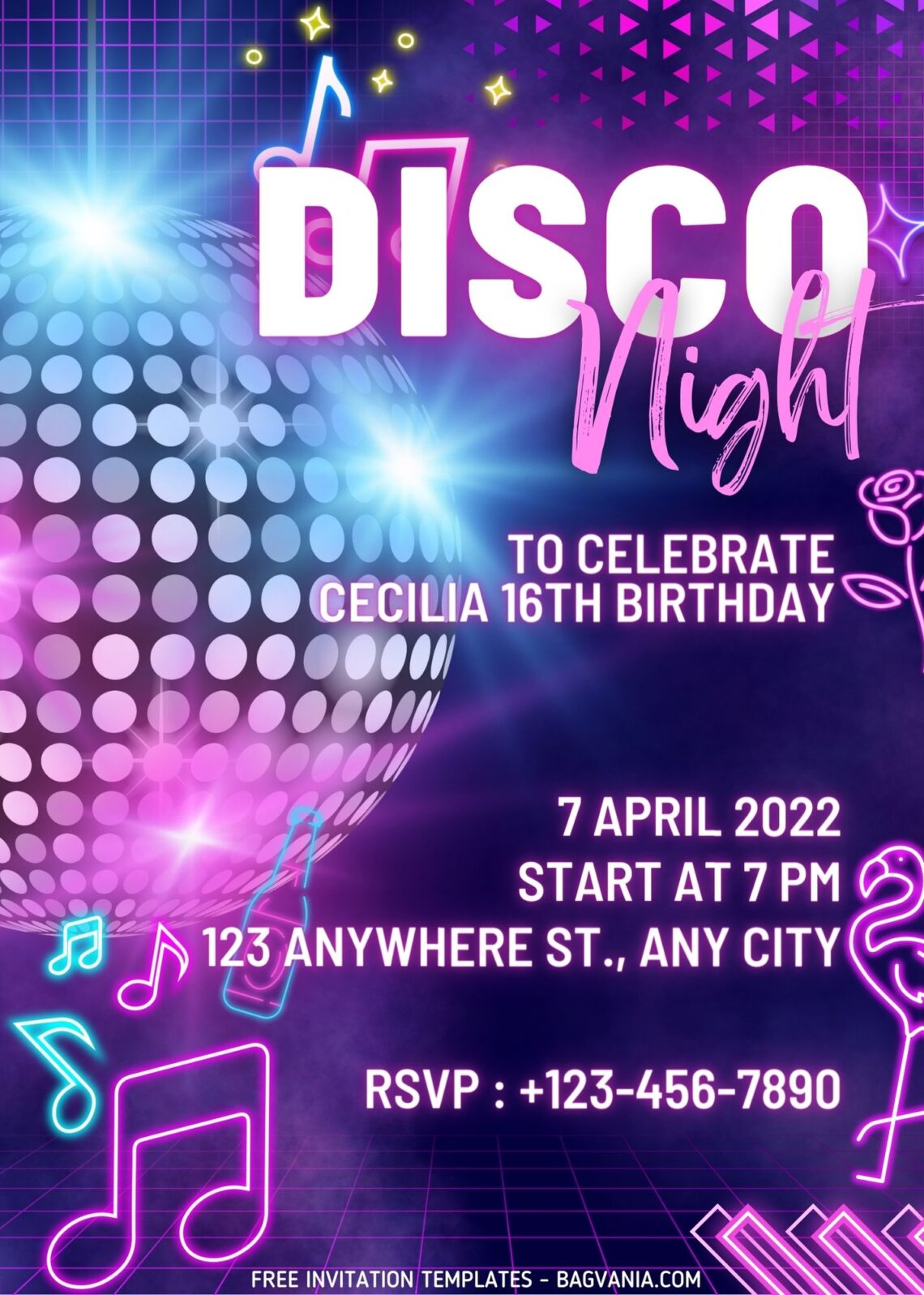 FREE Disco Dance Birthday Invitation Templates