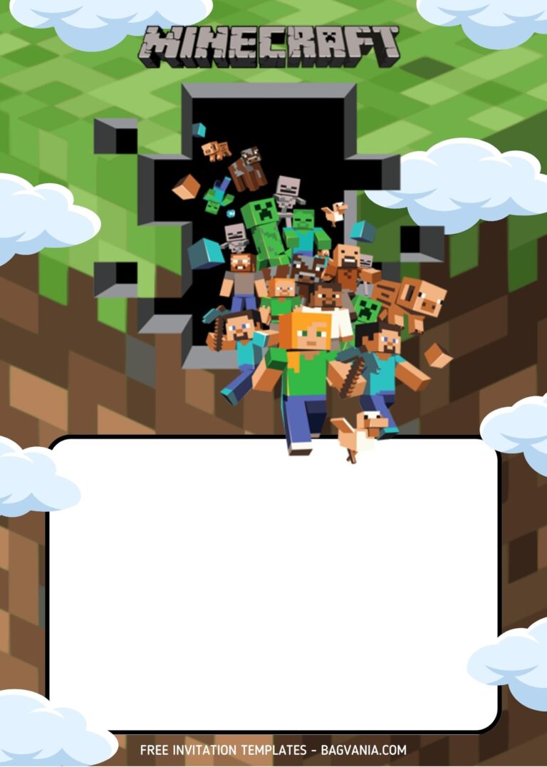 FREE Minecraft Crafting Birthday Invitation Templates