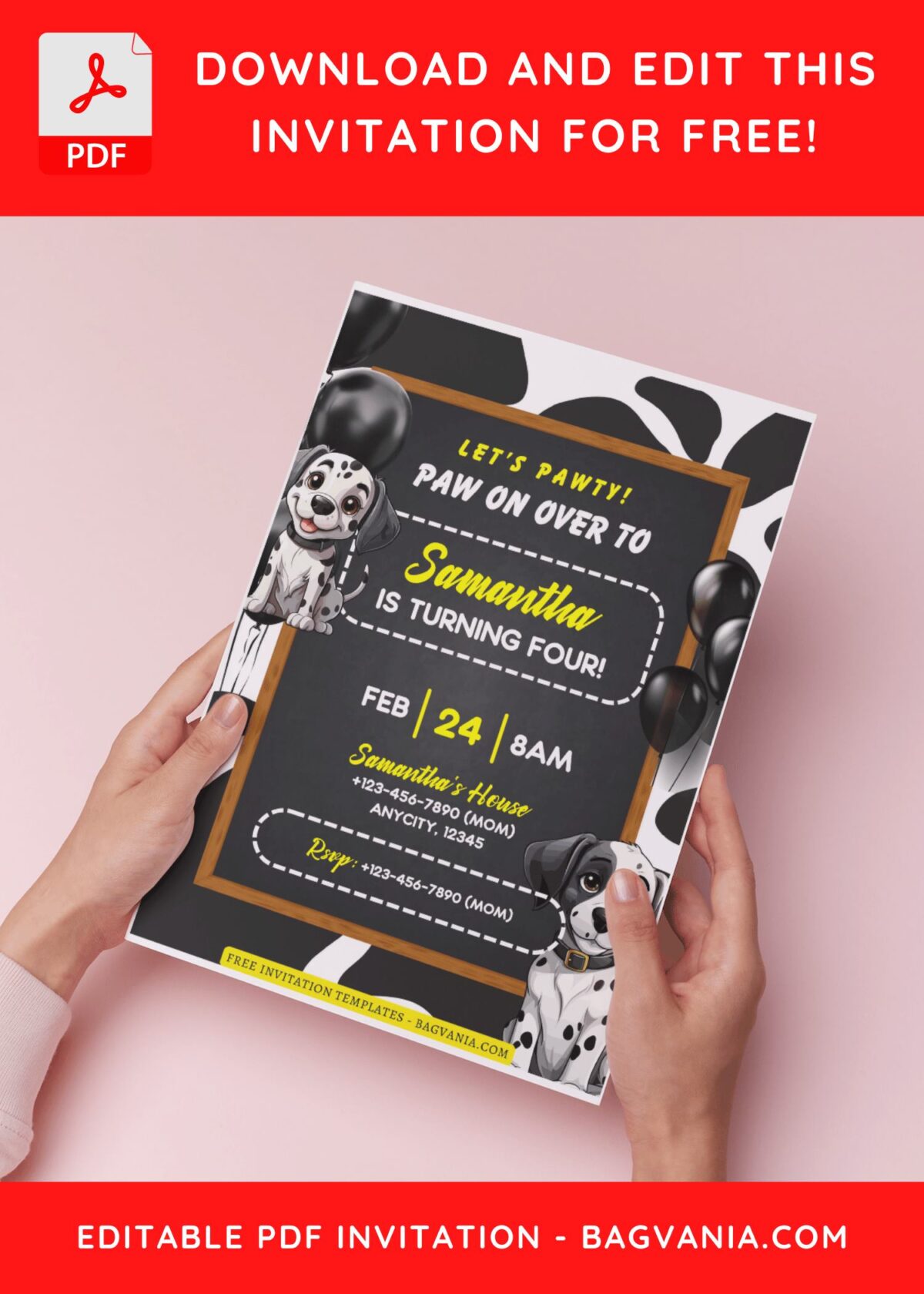 (Free Editable PDF) Lovely 101 Dalmatians Birthday Invitation Templates