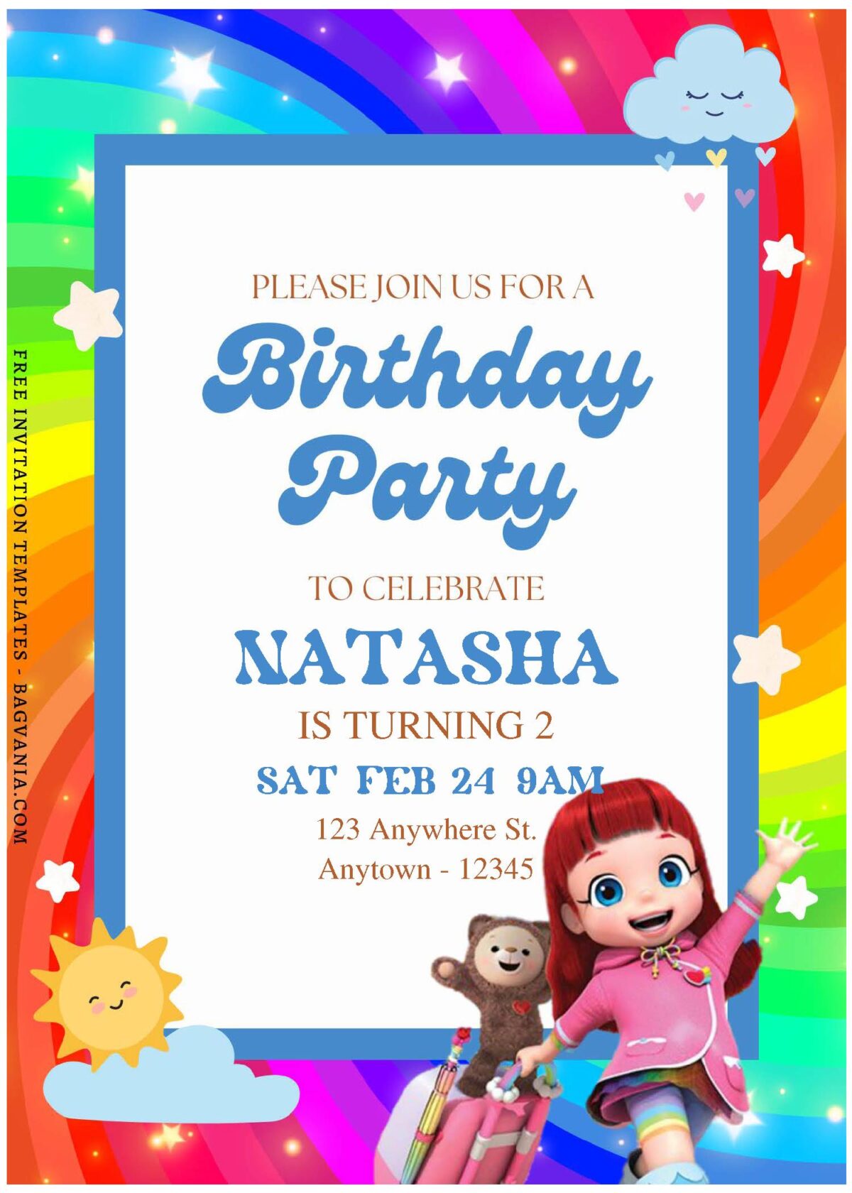 (Free Editable PDF) Beloved Rainbow Ruby Birthday Invitation Templates