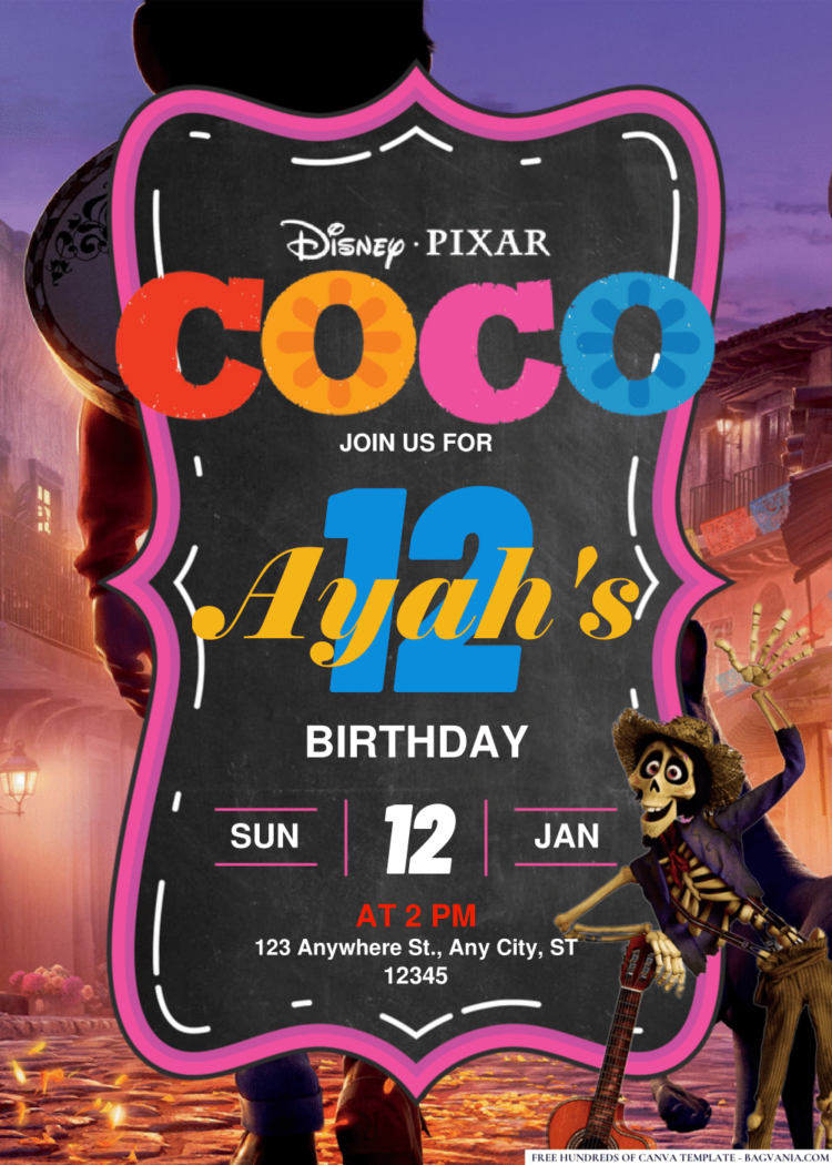 (Easily Edit PDF Invitation) Disney Coco Birthday Invitation