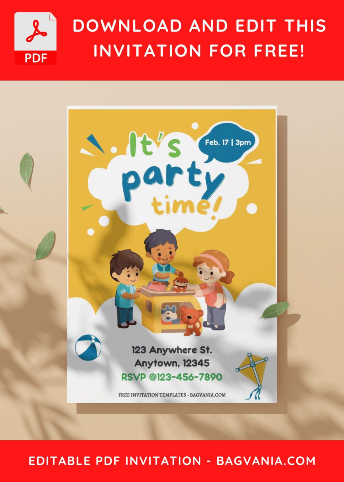 Eyfs Party Invitations Example (Easily Edit PDF Invitation) Delightful Kids Party Time Invitation