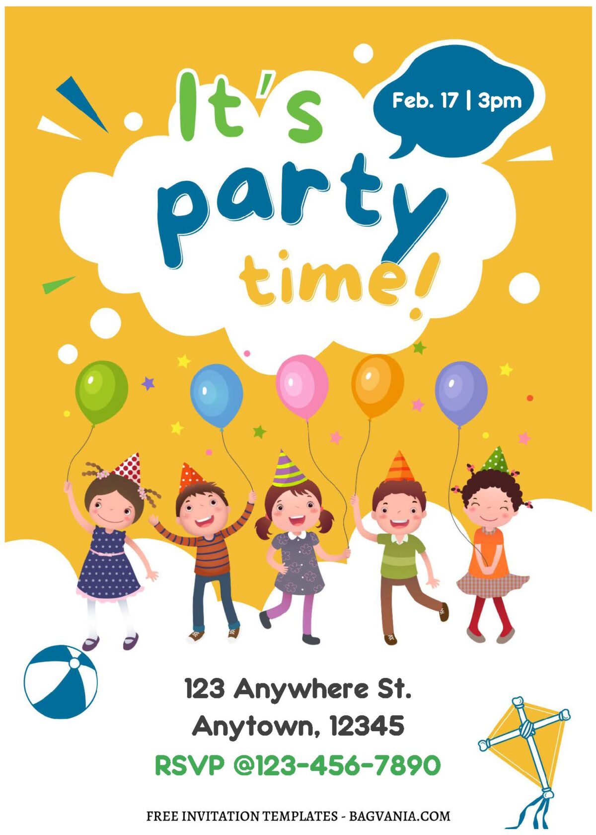 Eyfs Party Invitations Example (Easily Edit PDF Invitation) Delightful Kids Party Time Invitation
