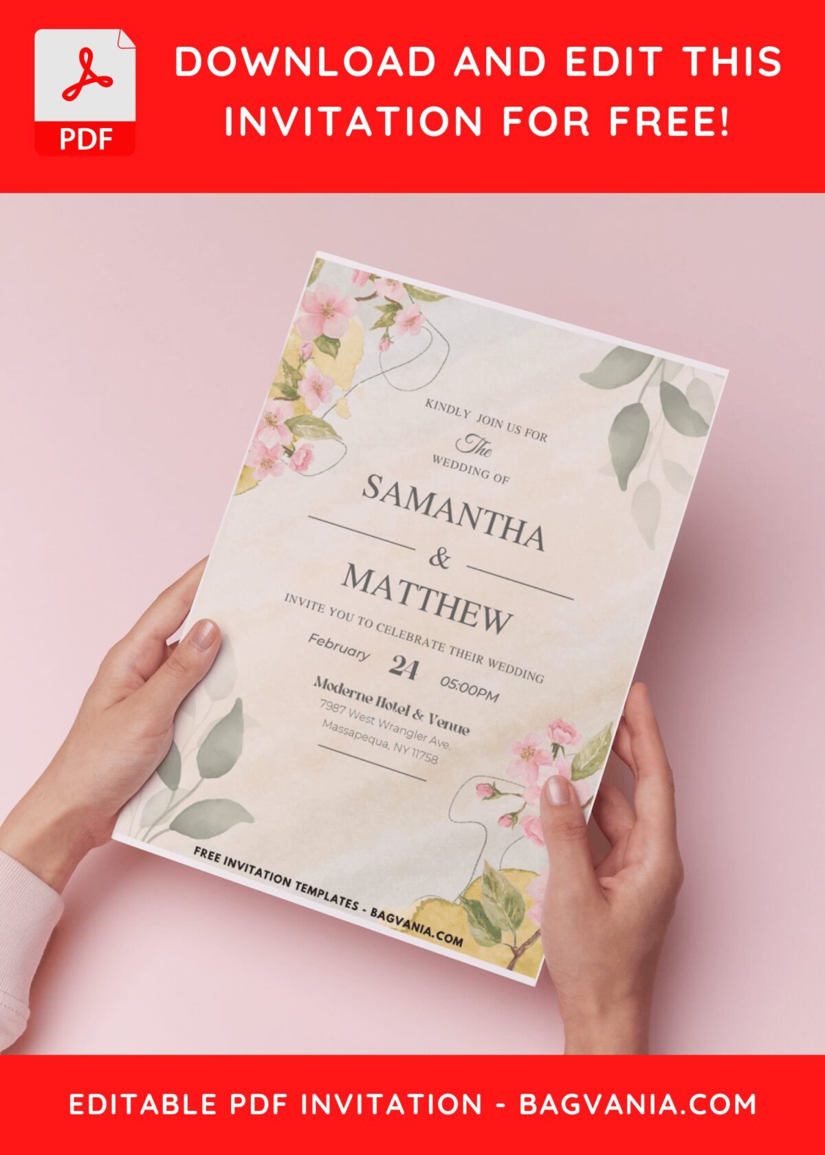 Editable Pdf Invitations (Easily Edit PDF Invitation) Whimsical Blooms Wedding Invitation