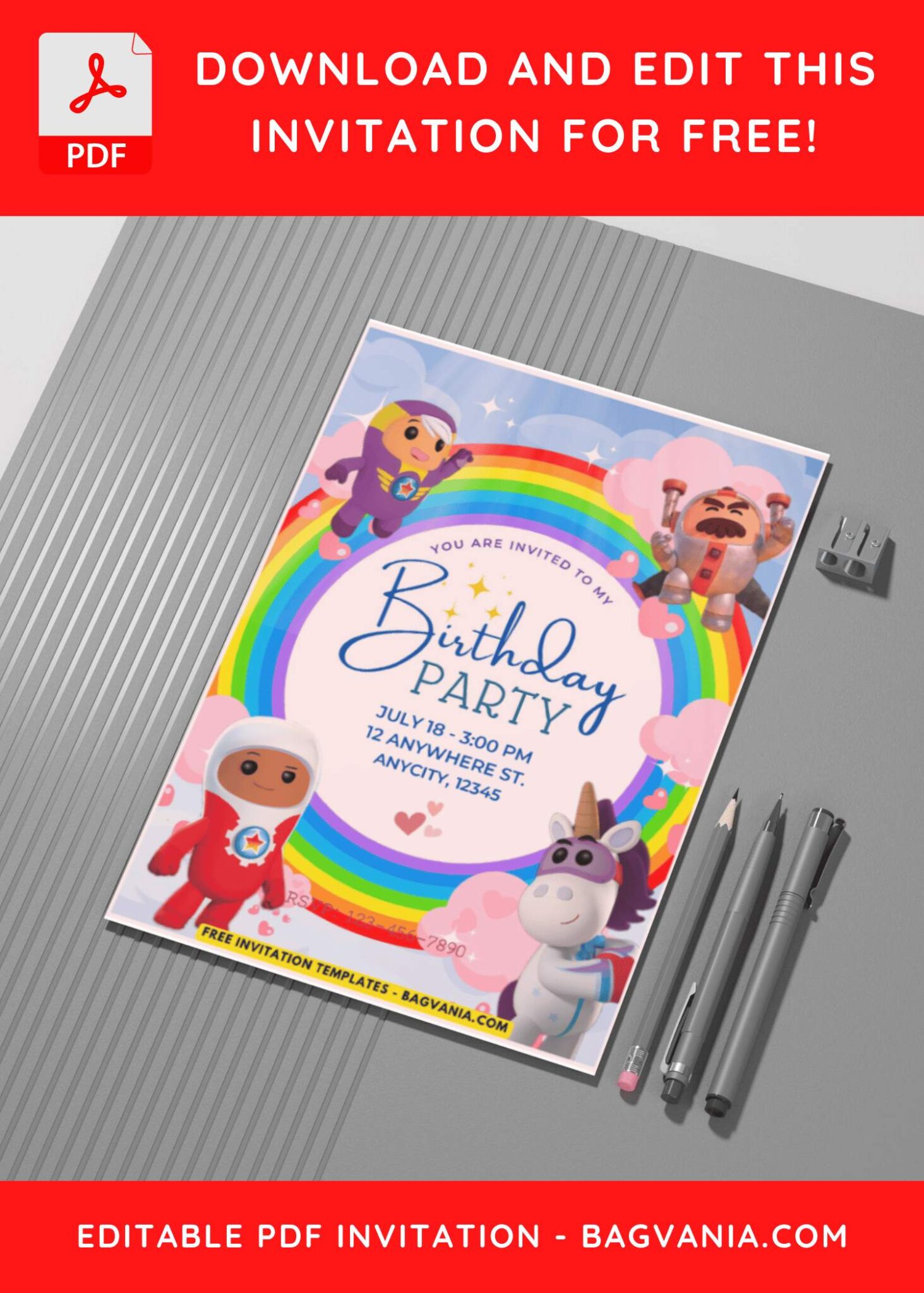 Free PDF Invitation Lovely Rainbow Go Jetter Birthday Invitation free-pdf-invitation-lovely-rainbow-go-jetter-birthday-invitation