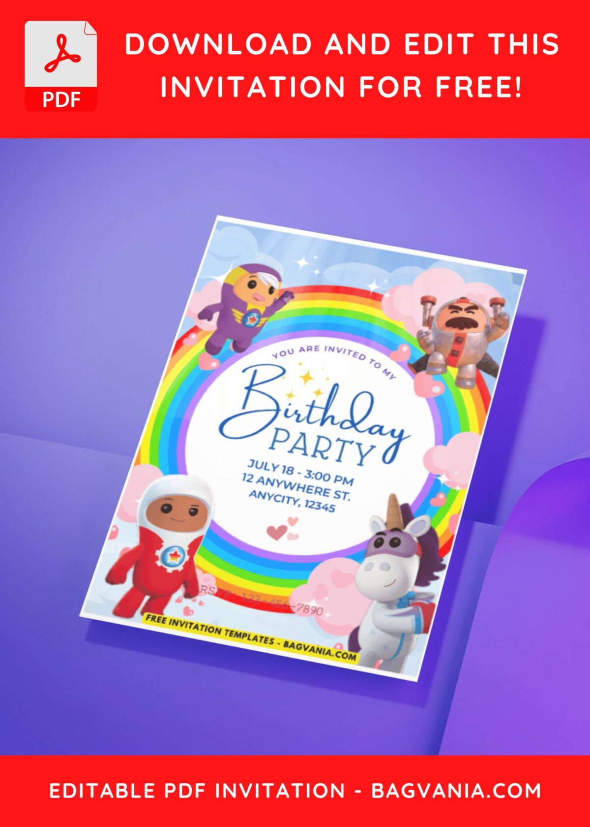 Free PDF Invitation Lovely Rainbow Go Jetter Birthday Invitation free-pdf-invitation-lovely-rainbow-go-jetter-birthday-invitation