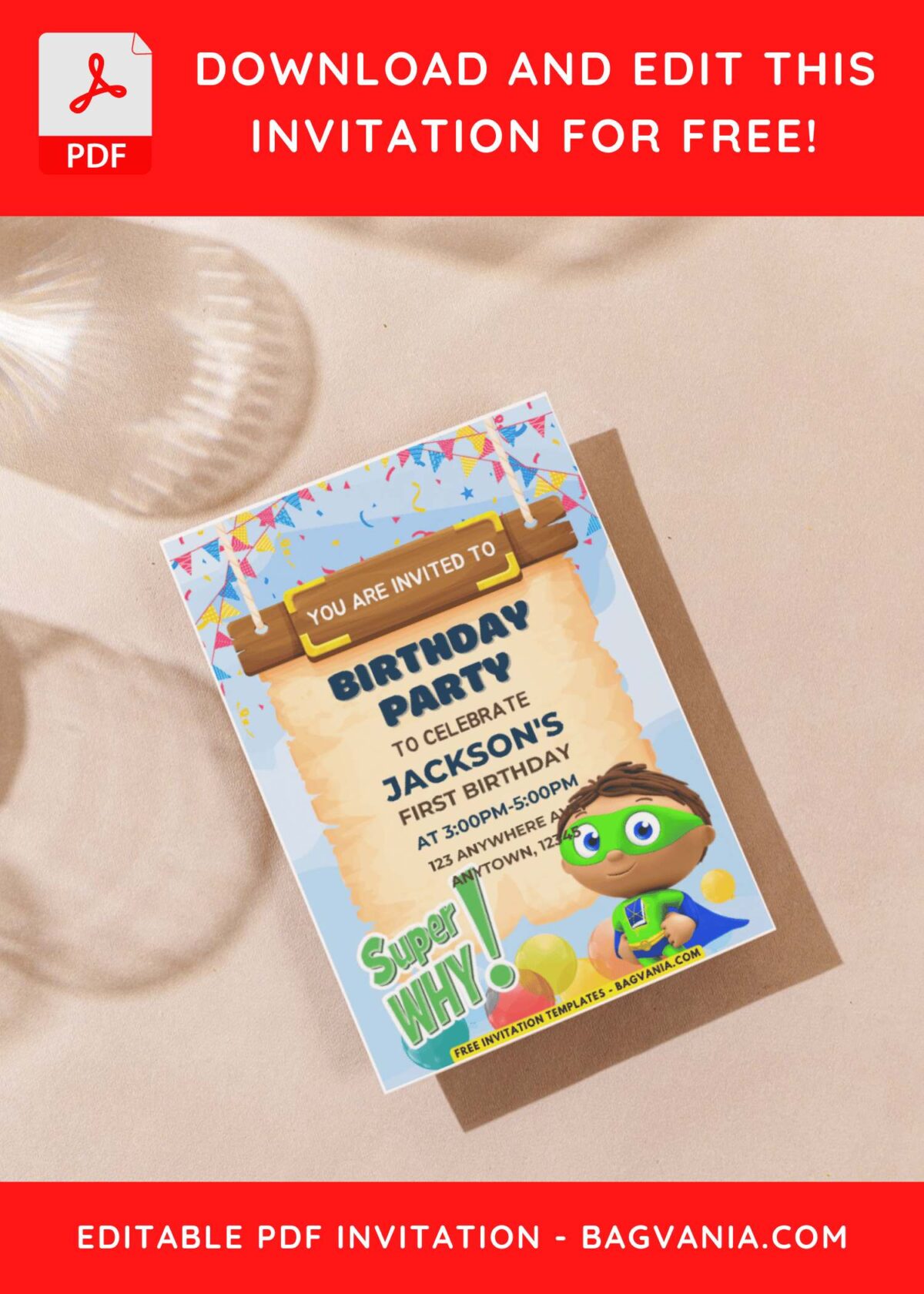(Free PDF Invitation) Magical Super Why Birthday Invitation