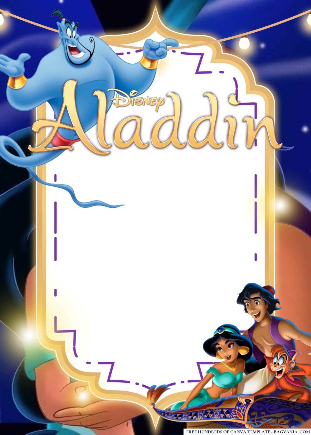 FREE Editable Aladdin Birthday Invitations