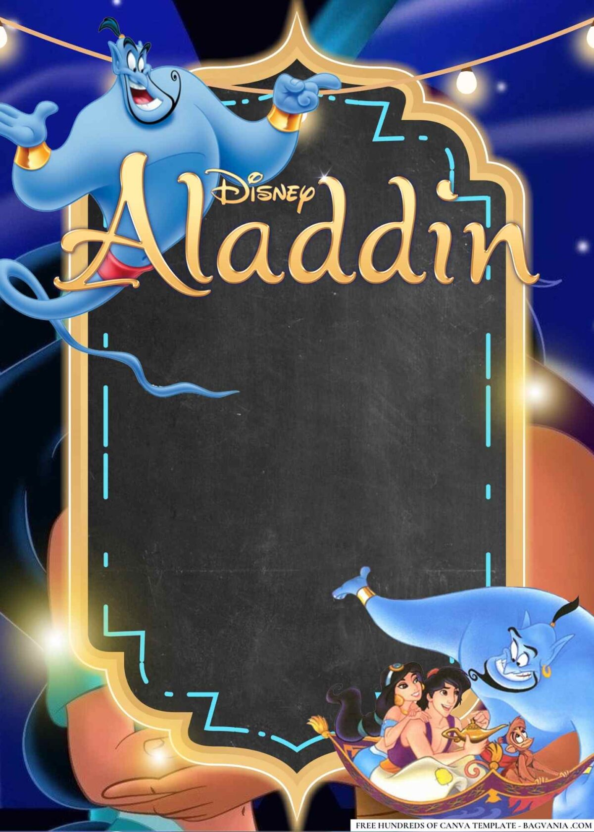 FREE Editable Aladdin Birthday Invitations