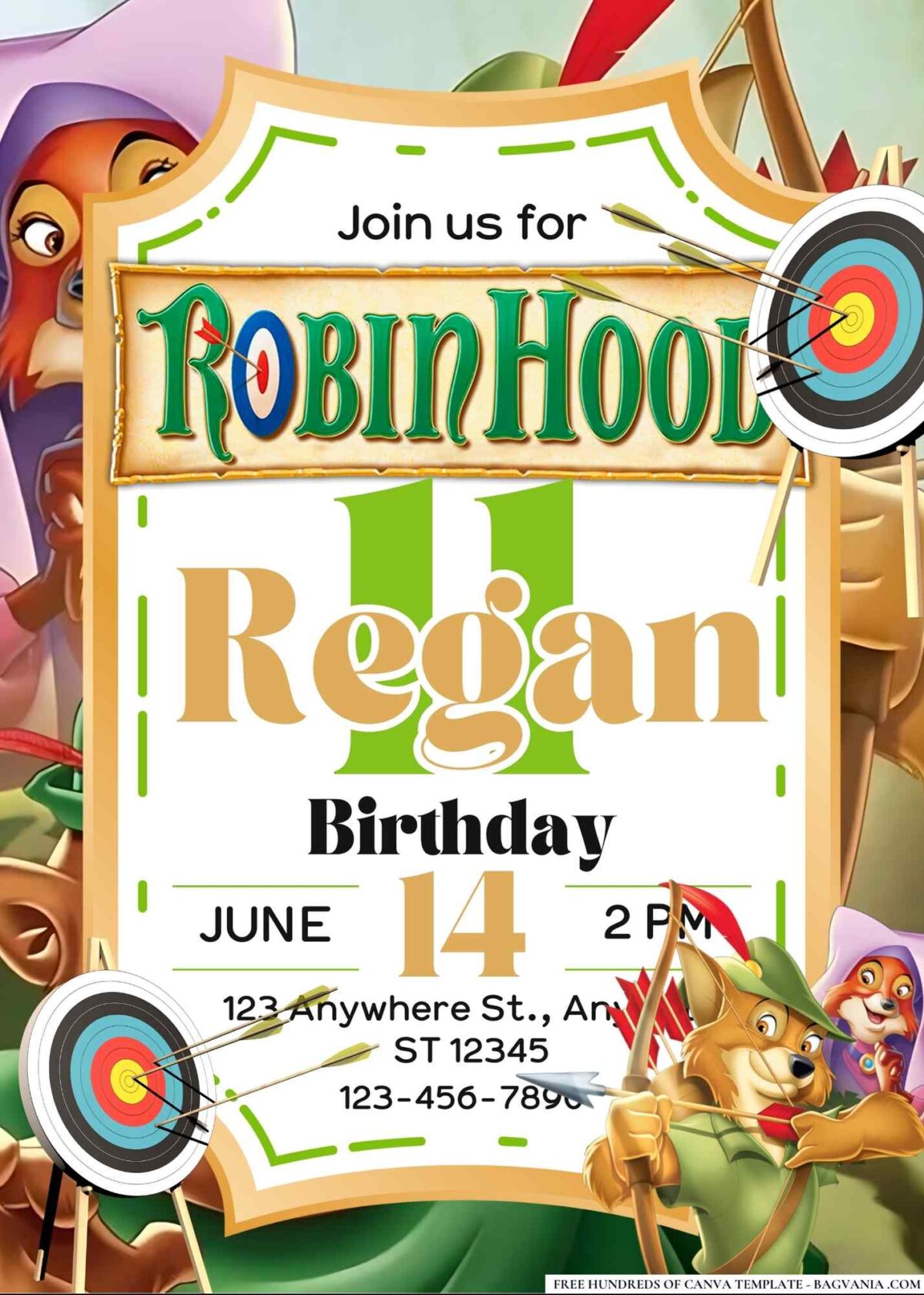 FREE Robin Hood Birthday Invitations