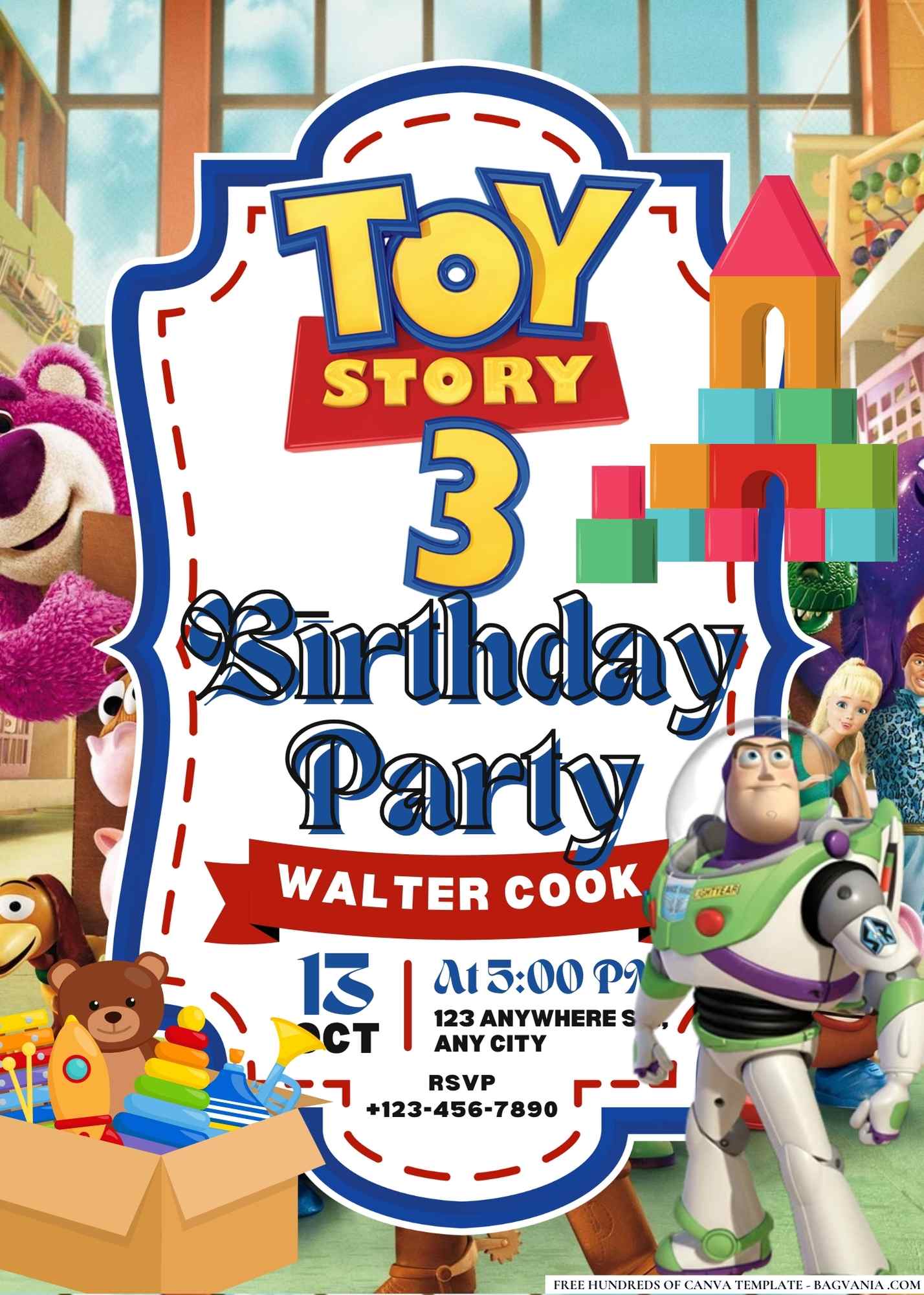 FREE Editable Toy Story 3 Birthday Invitations