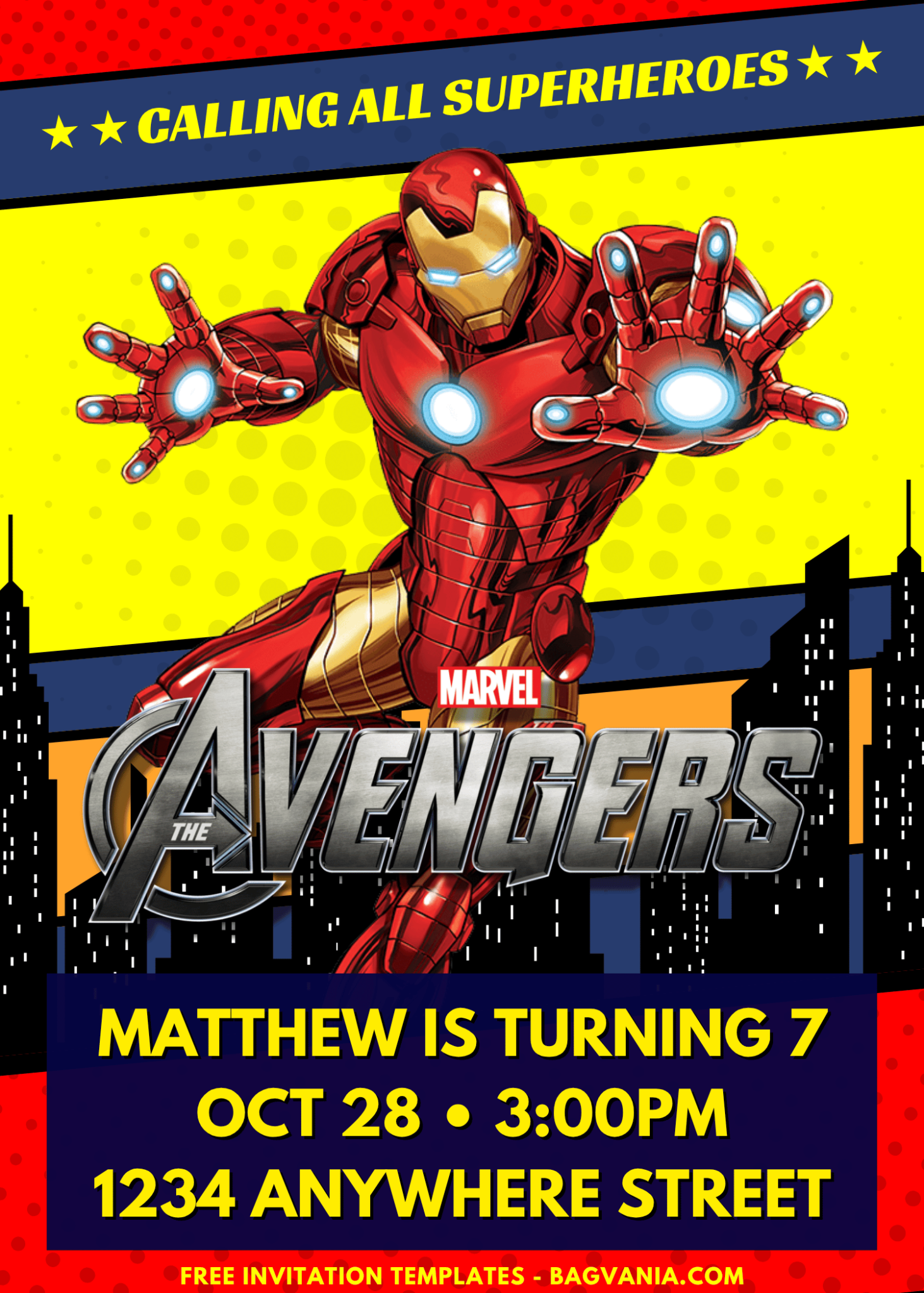 Super Mighty Avengers Birthday Invitation | Editable Canva Template