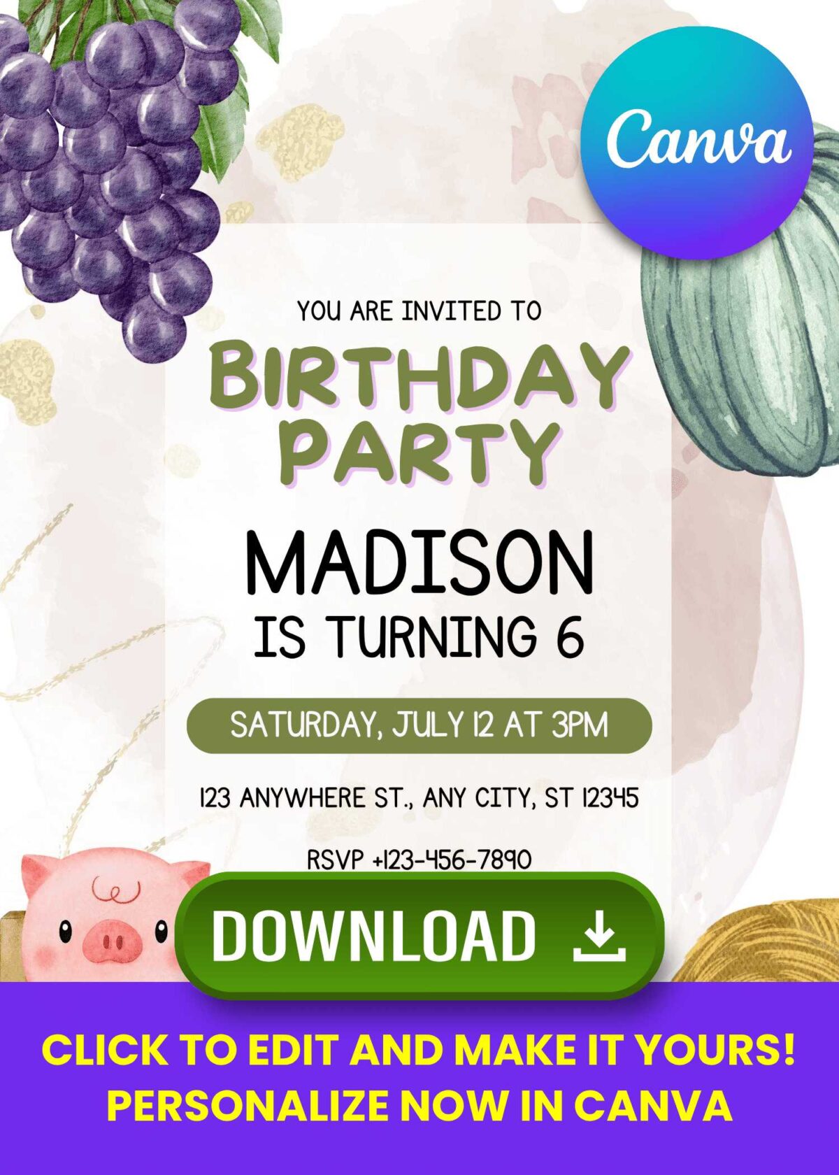 Rustic Birthday Program Templates Rustic Barn Farm Birthday Invitation | Editable Canva