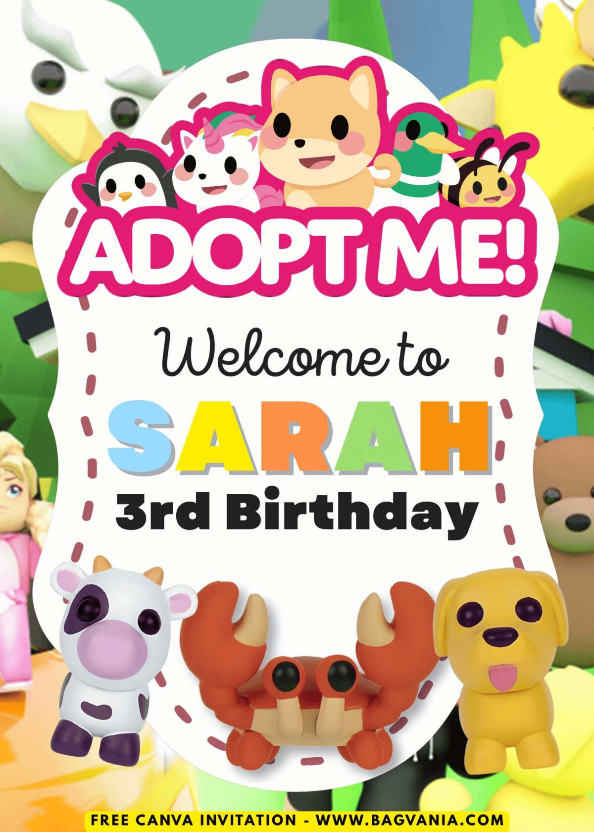 FREE Roblox - Adopt Me Game Invitation Template