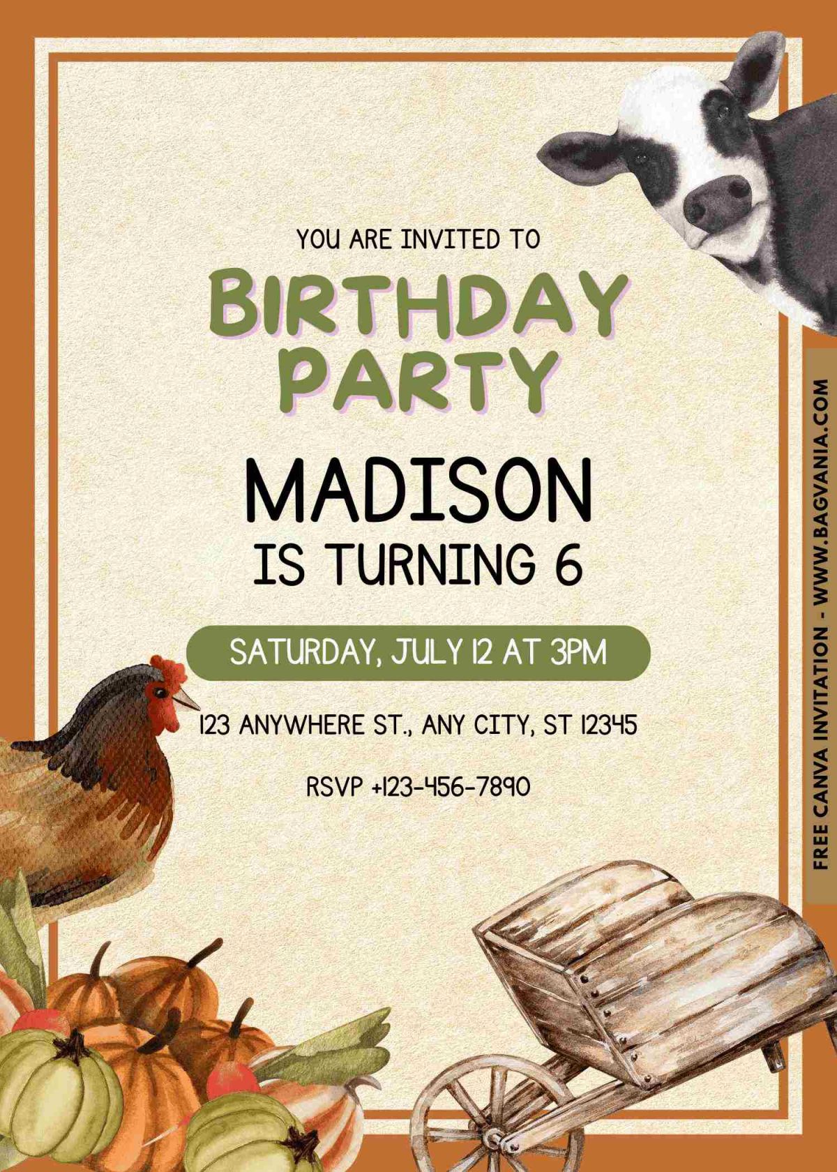 Barnyard Bash Birthday Invitation | Editable Canva