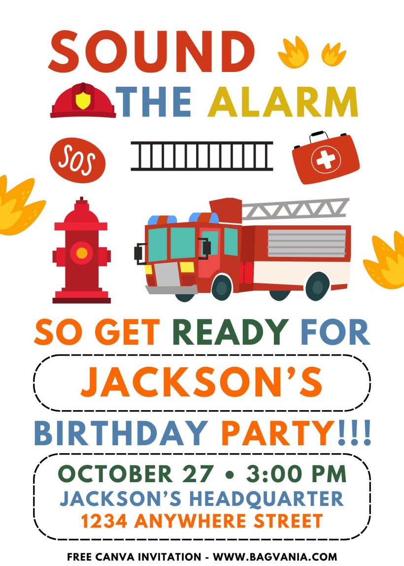 Fire Rescue Invitations FREE Blazing Fun Fire Truck Invitation Template