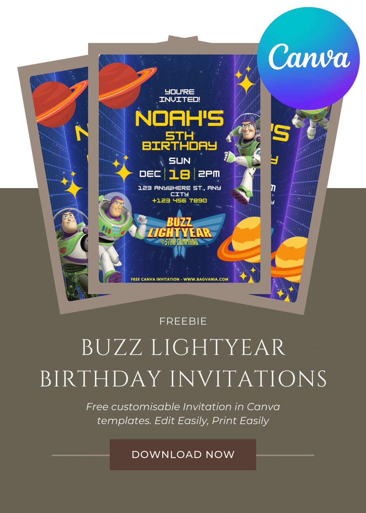 FREE Buzz Lightyear Space Ranger Invitation Template
