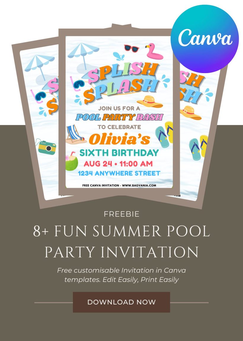 FREE Splish Splash Pool Party Invitation Template