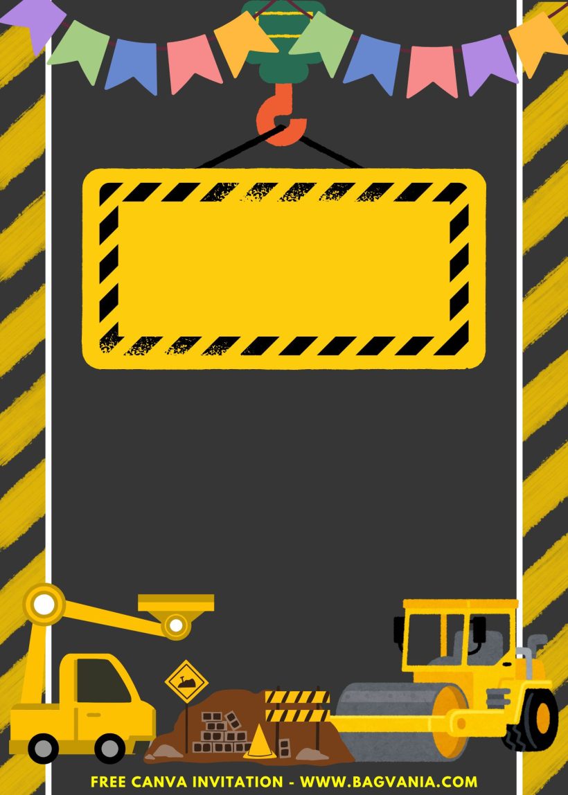 FREE Loading Fun Construction Invitation Template