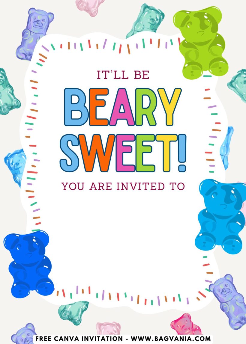 FREE Beary Sweet Gummy Bear Invitation Template