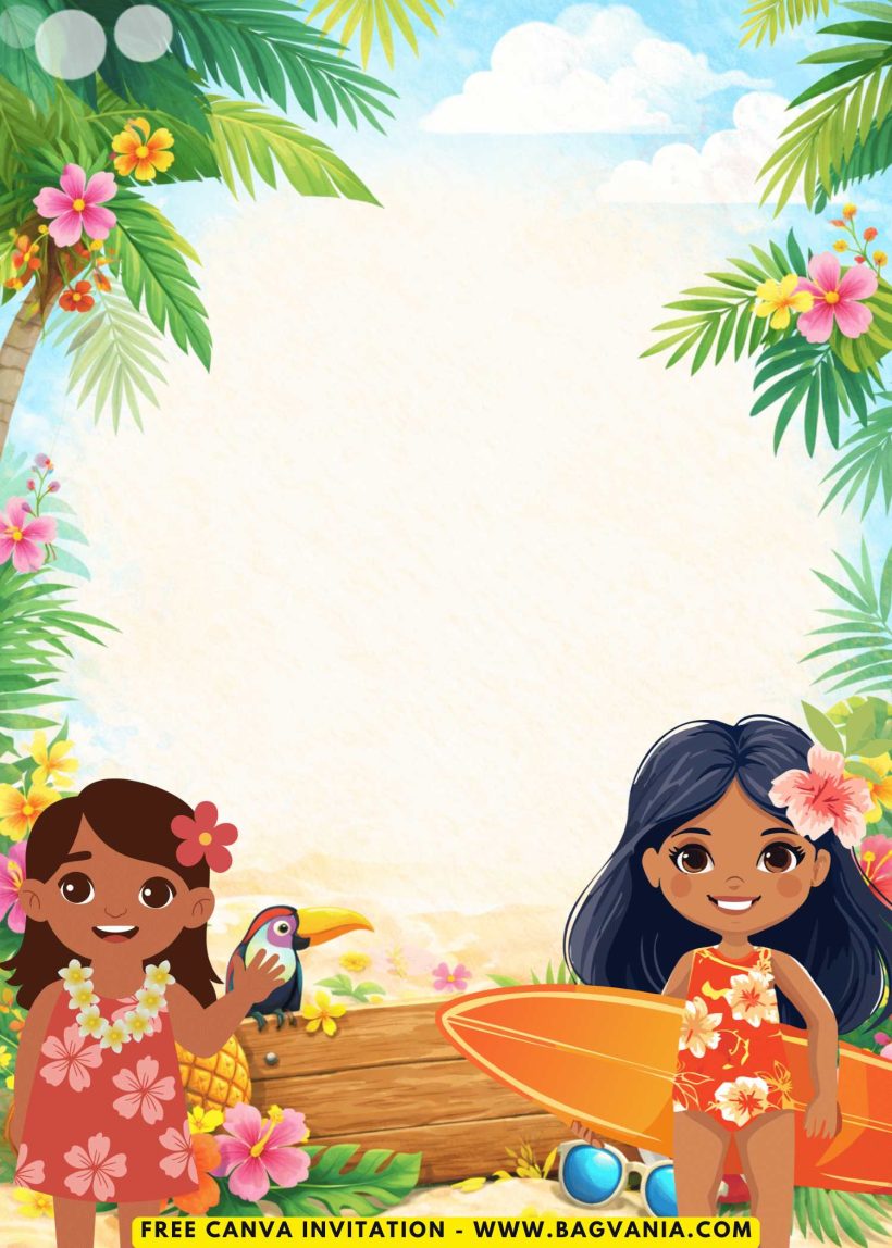 FREE Lovely Hawaiian Party Invitation Template