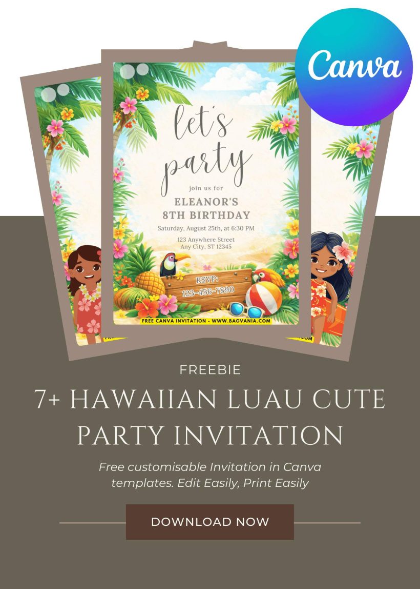 FREE Lovely Hawaiian Party Invitation Template